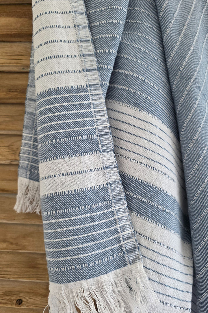 katoen staal blauw hamamdoek baddoek sauna