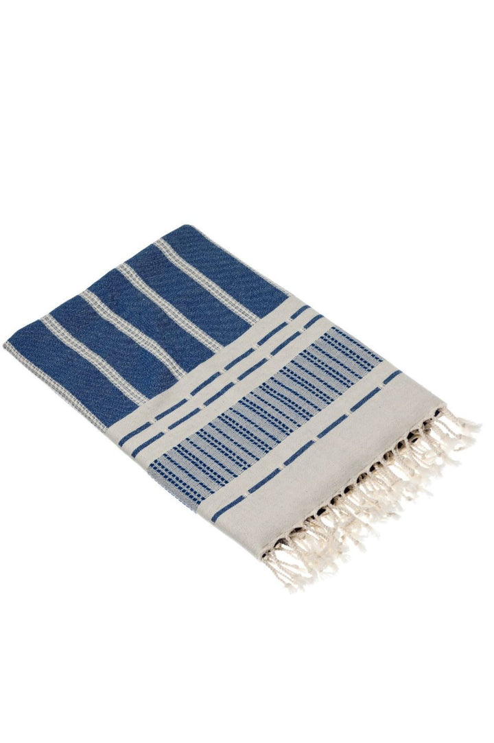 Serviette de Hammam Carenesse, Rayures, 90 x 180 cm, Bleu, 100% Coton Serviette de Hammam Carenesse, Rayures, 90 x 180 cm, Bleu, 100% Coton
