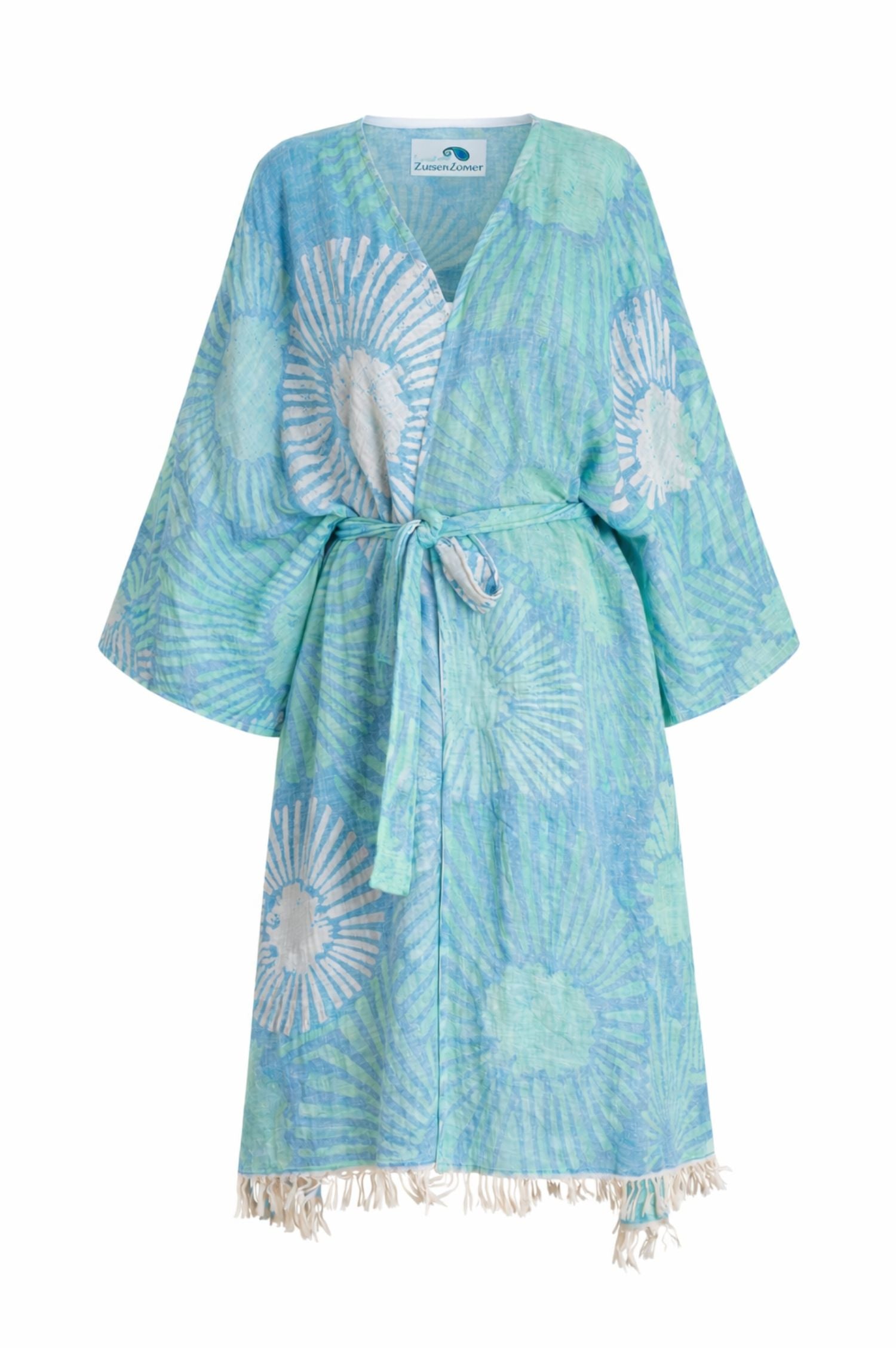Boho kimono badjas voor dames groen blauw