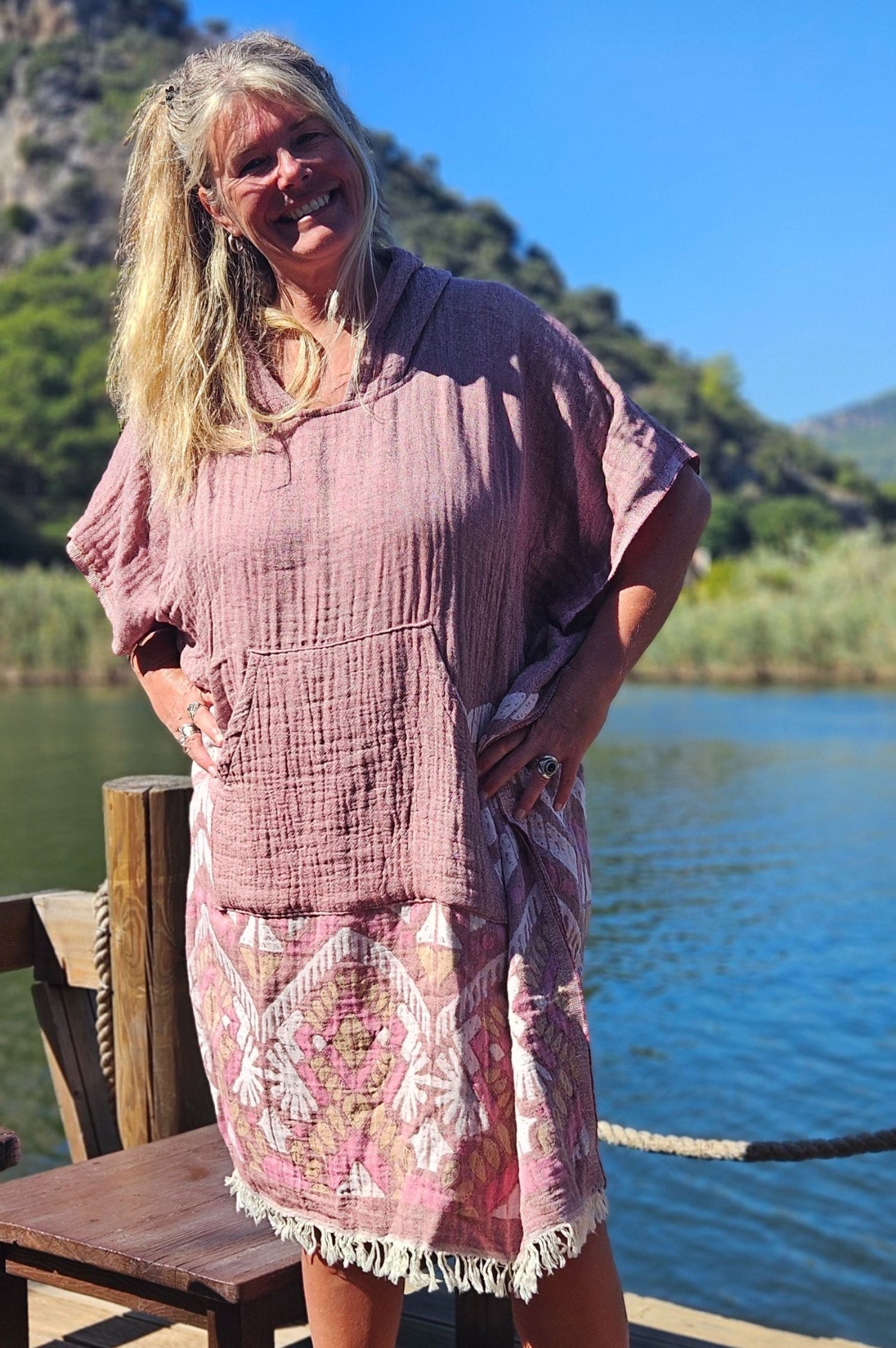 strand poncho bordeaux