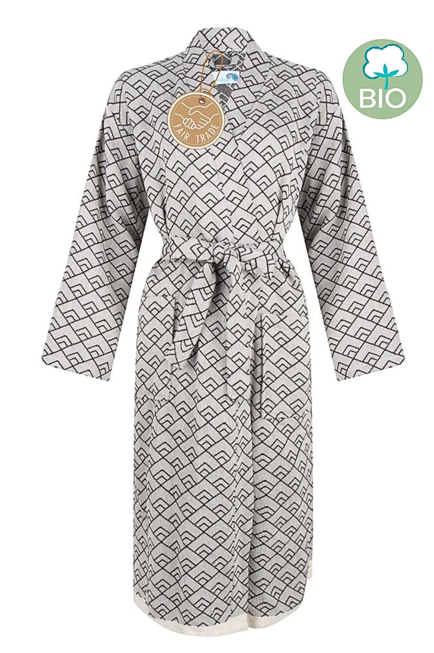 Luxus-Bademantel Kimono GEO - für Männer und Frauen - Bio-Baumwolle