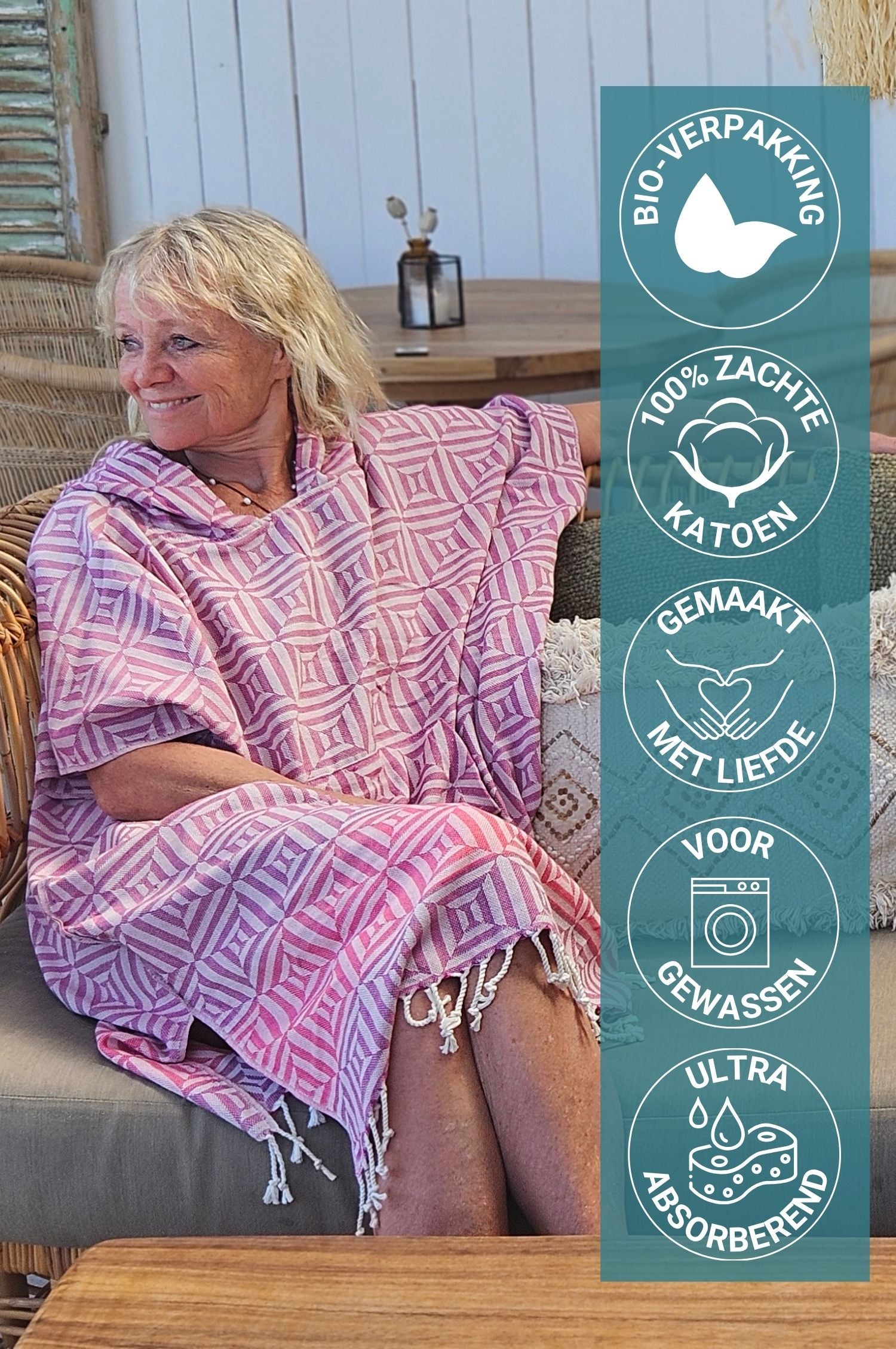 PANAX Katoenen strandponcho voor dames, enkele rij knopen, strandponcho, Stylea 01 wit, One Size Grote Maten PANAX Katoenen strandponcho voor dames, enkele rij knopen, strandponcho, Stylea 01 wit, One Size Grote Maten