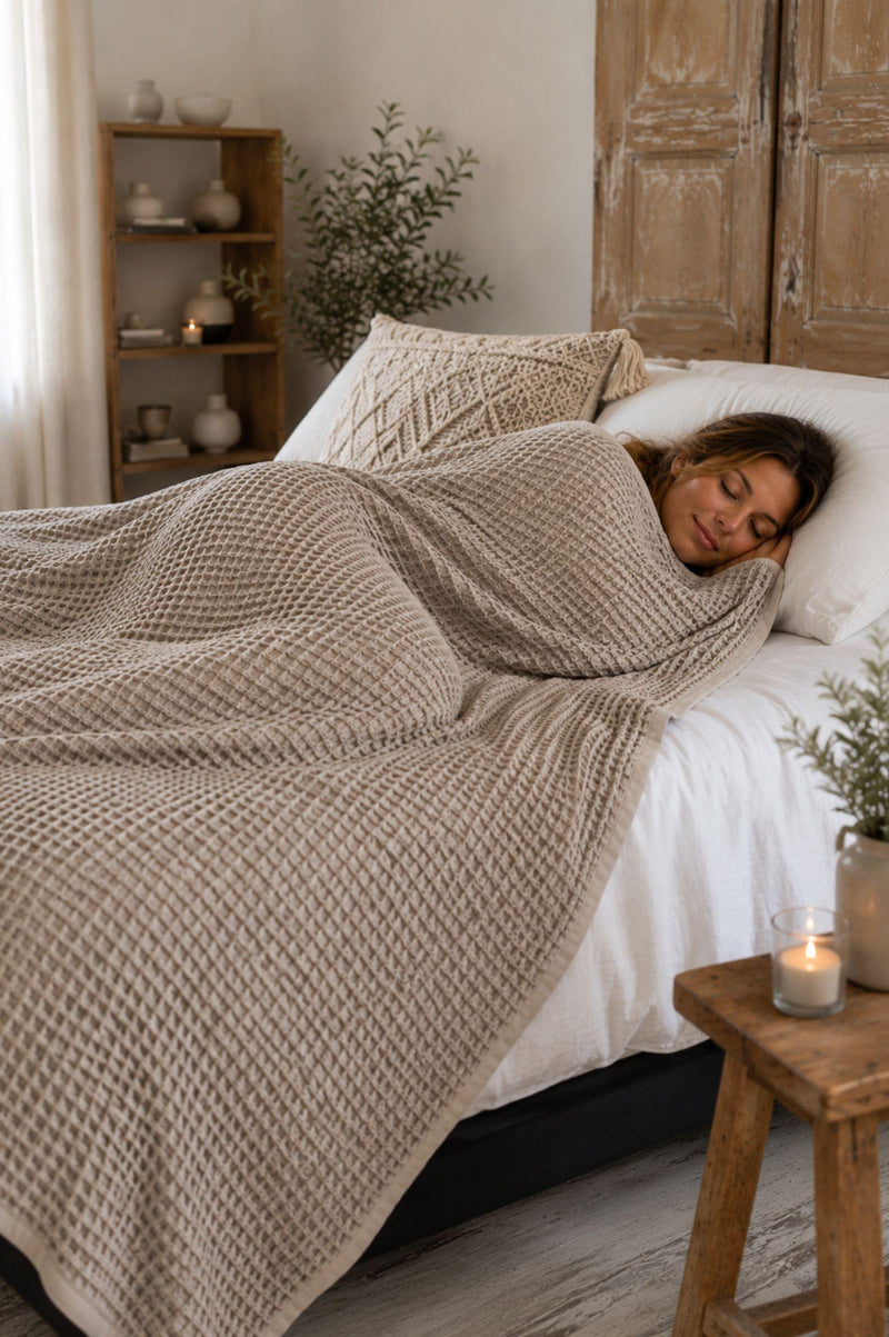 zomerdeken bed lyocell, sprei of plaid taupe
