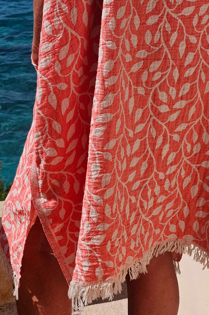 coral leaf poncho katoen absorberend