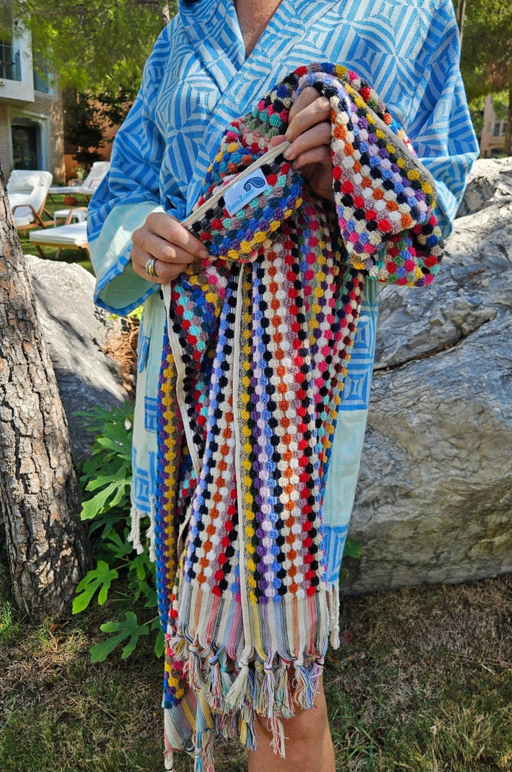 duurzame hamam handdoek bubbles van zusenzomer, gemaakt van restgarens 2