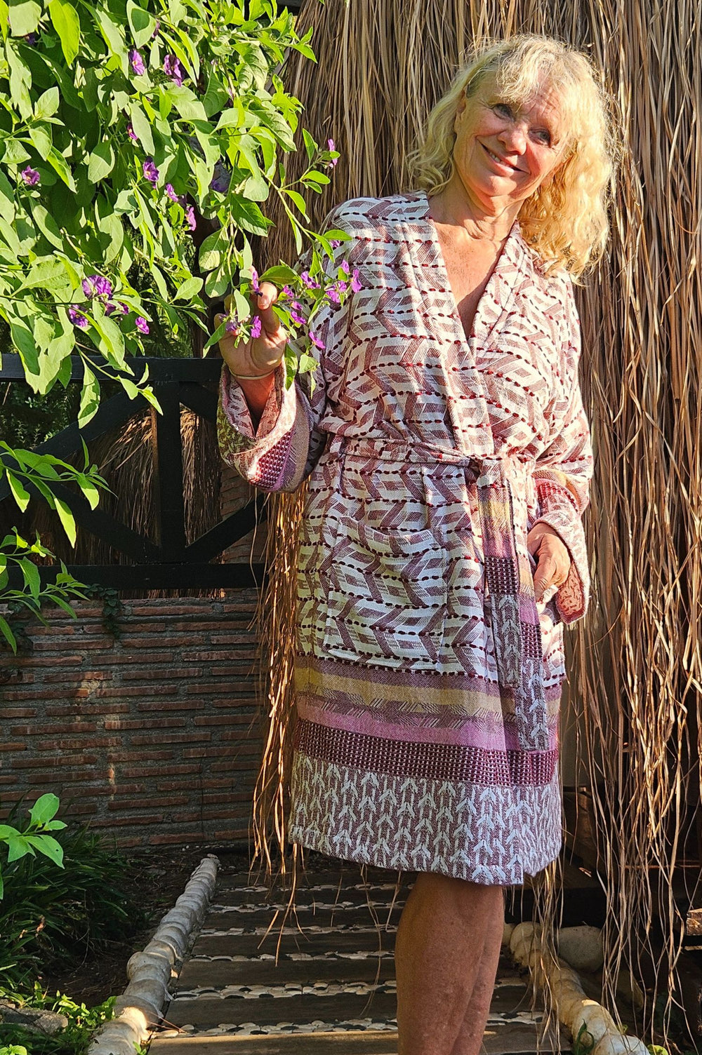 UNibelle Dames ochtendjas Kimono Korte badjas V-hals Roben met UNibelle Dames ochtendjas Kimono Korte badjas V-hals Roben met