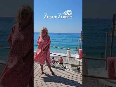 ZusenZomer saunaponcho, surfponcho kolibri roze franjes