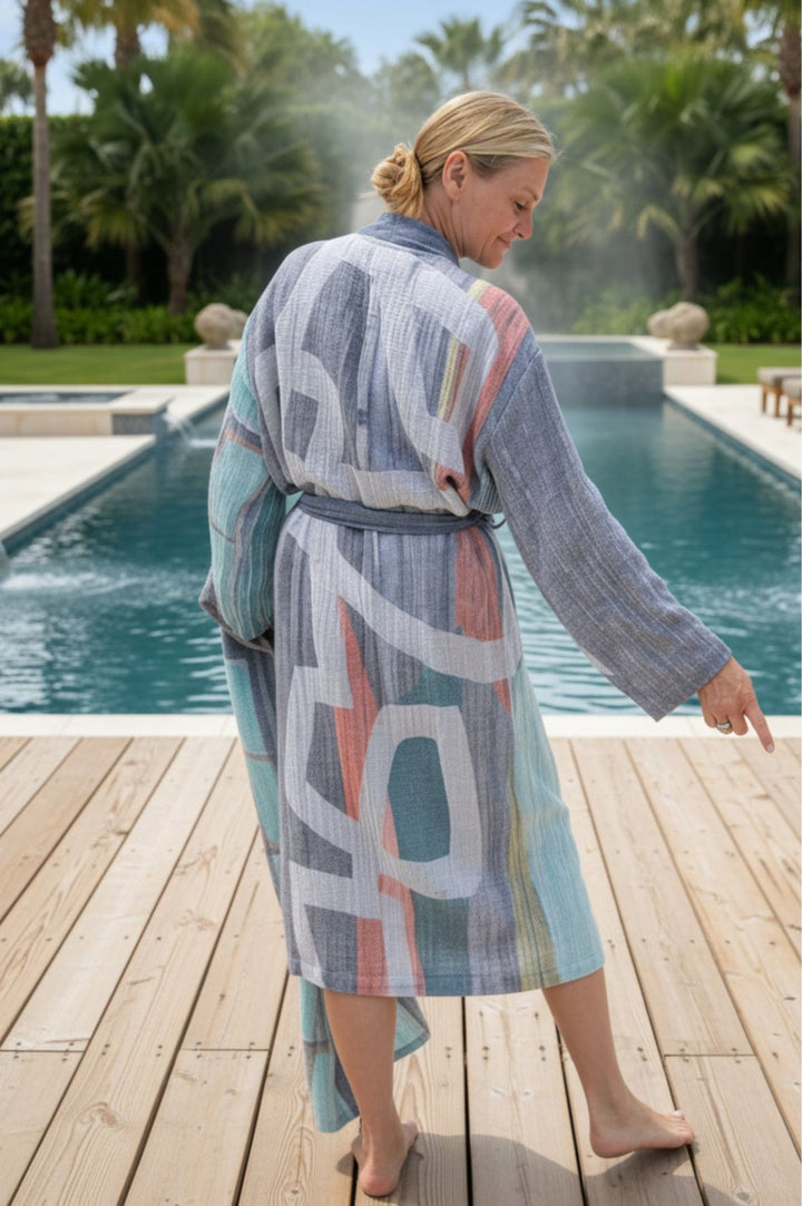 zusenzomer dames sauna badjas ozan blauw