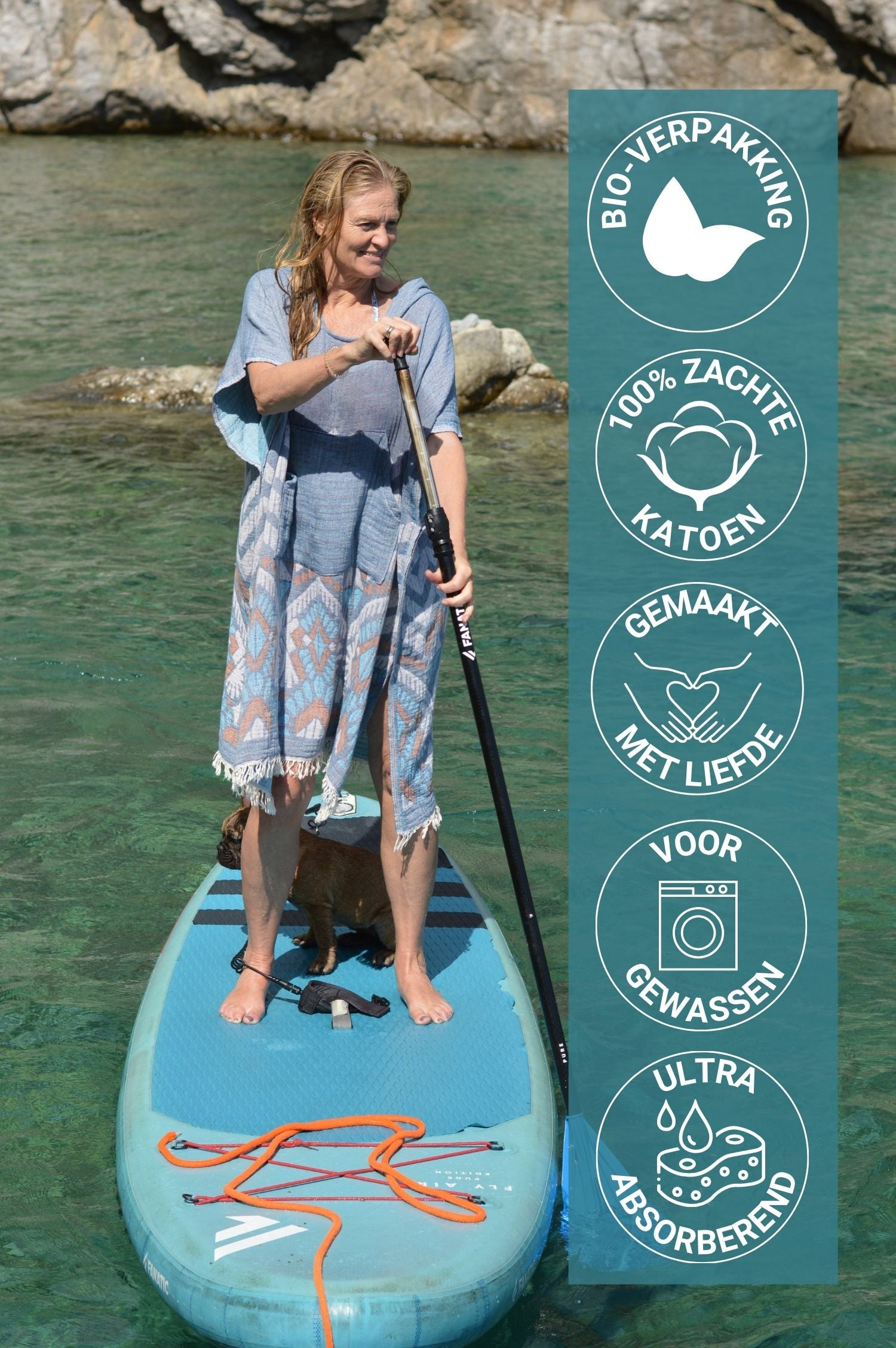 dames surf poncho fairtrade katoen