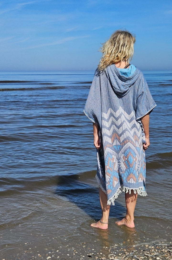 capuchon reza dames poncho surf poncho katoen zacht vakantie strand
