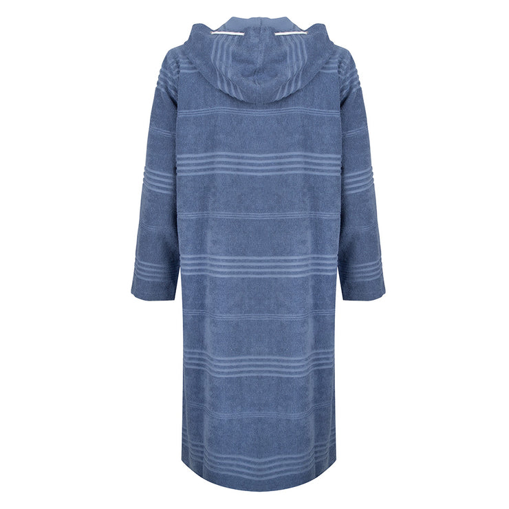 Stijlvolle dunnr Dames badjas met rits - 100% badstof - blauw