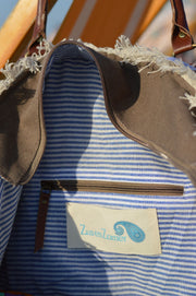 Royal sturdy canvas beach bag - shopper - weekend bag with zipper