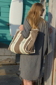 Royal sturdy canvas beach bag - shopper - weekend bag with zipper